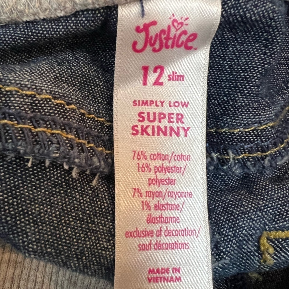 JUSTICE girls chic style fashion  slim super skinny jeans/size 12 - Picture 4 of 11